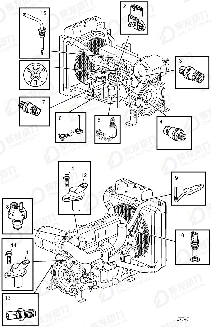 volvo penta Pressure sensor, charge pressure/tempera ture 22329559 Drawing volvo penta Pressure sensor, charge pressure/tempera ture 22329559 Drawing